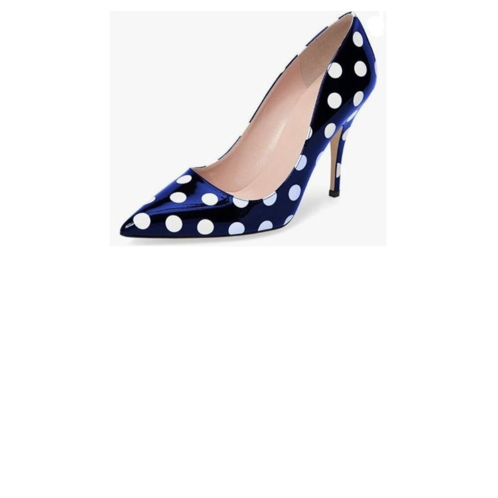 YDN Women's Chic Pointed Closed Toe Mid Heel Pumps Slip on Stilettos Slide Dress